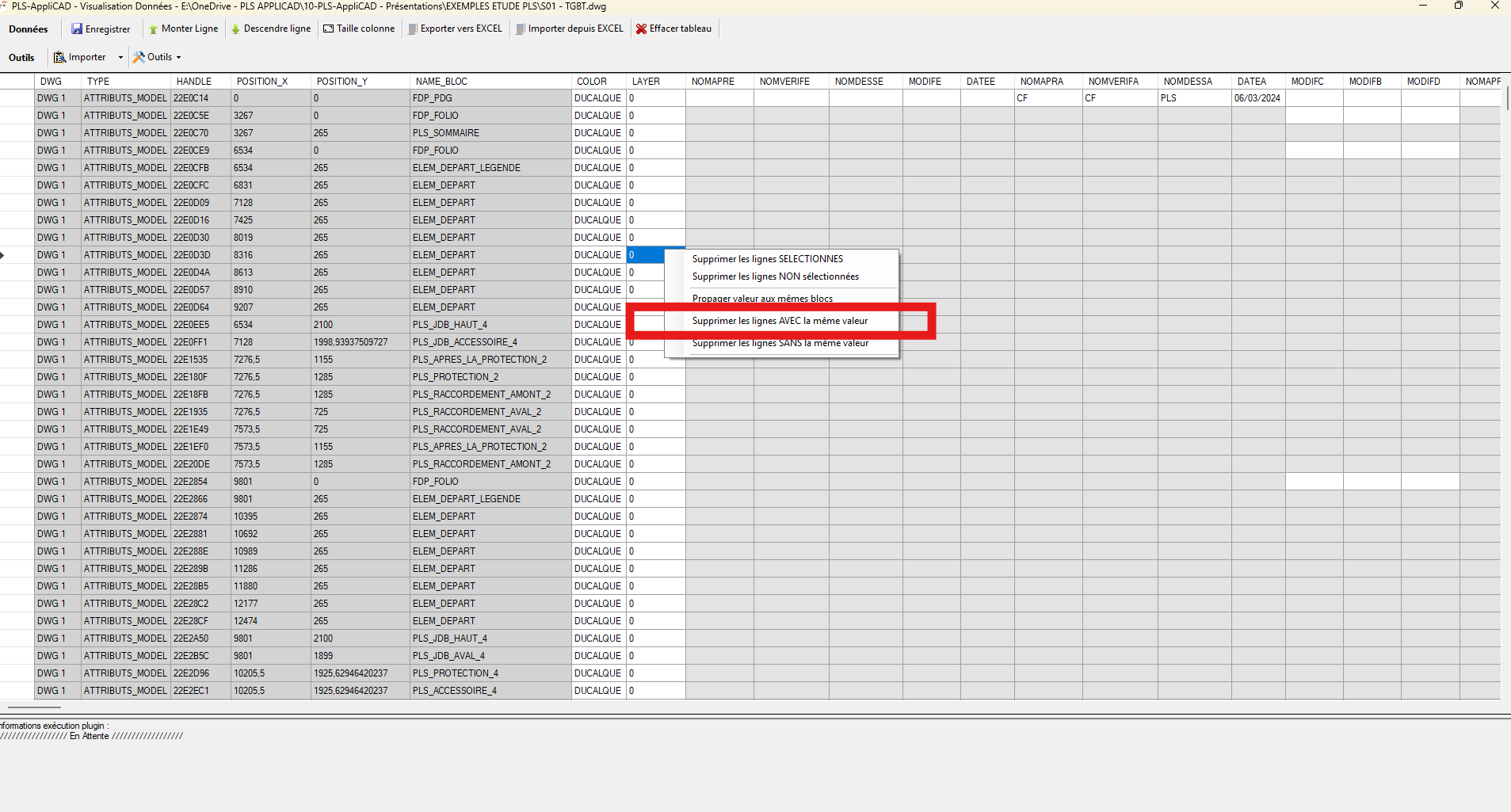 Suppression groupée des lignes partageant la même valeur dans la colonne active