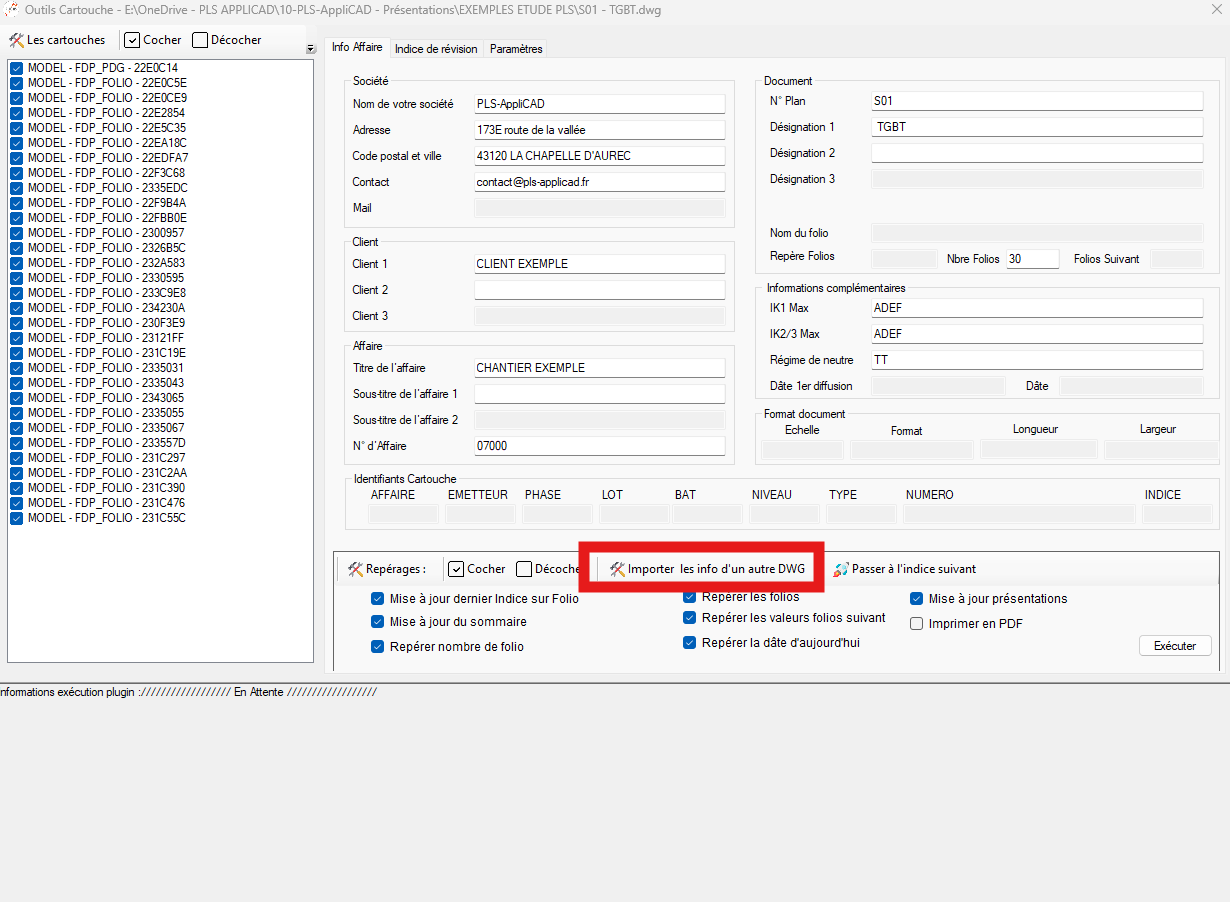Import des informations d'un DWG de référence