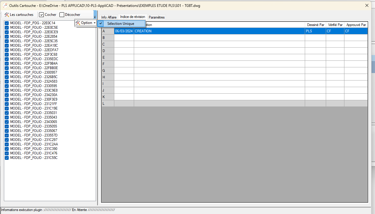 Mode sélection unique d'un seul cartouche à la fois