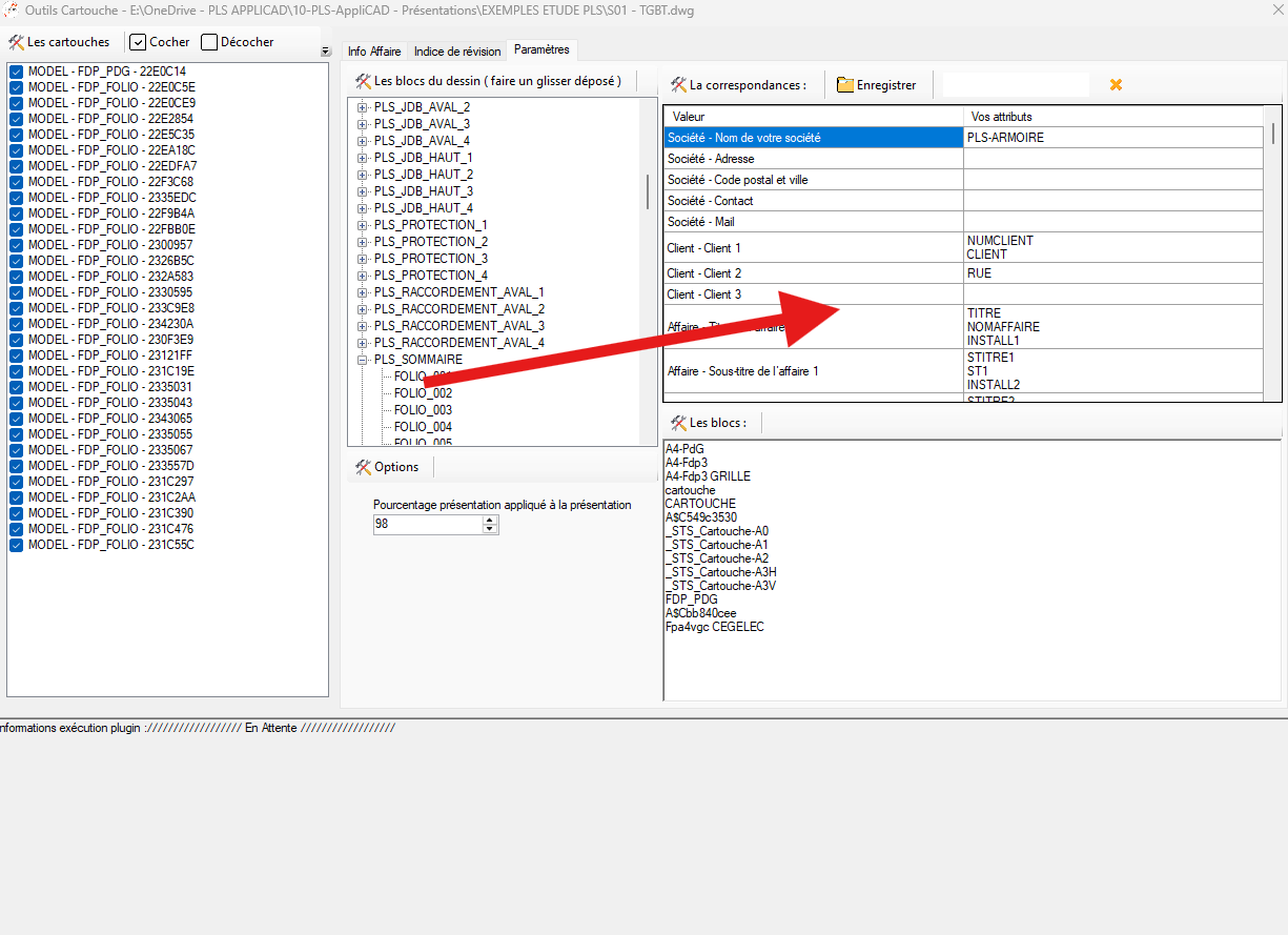 Glisser-déposer d'un attribut vers la table de correspondance