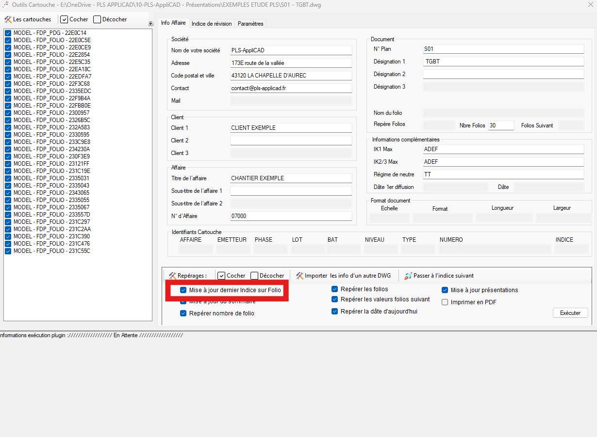 Fonction Mise à jour dernier indice sur folio