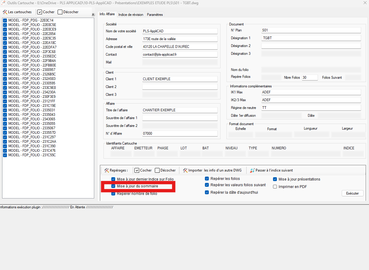 Insertion et remplissage du bloc sommaire