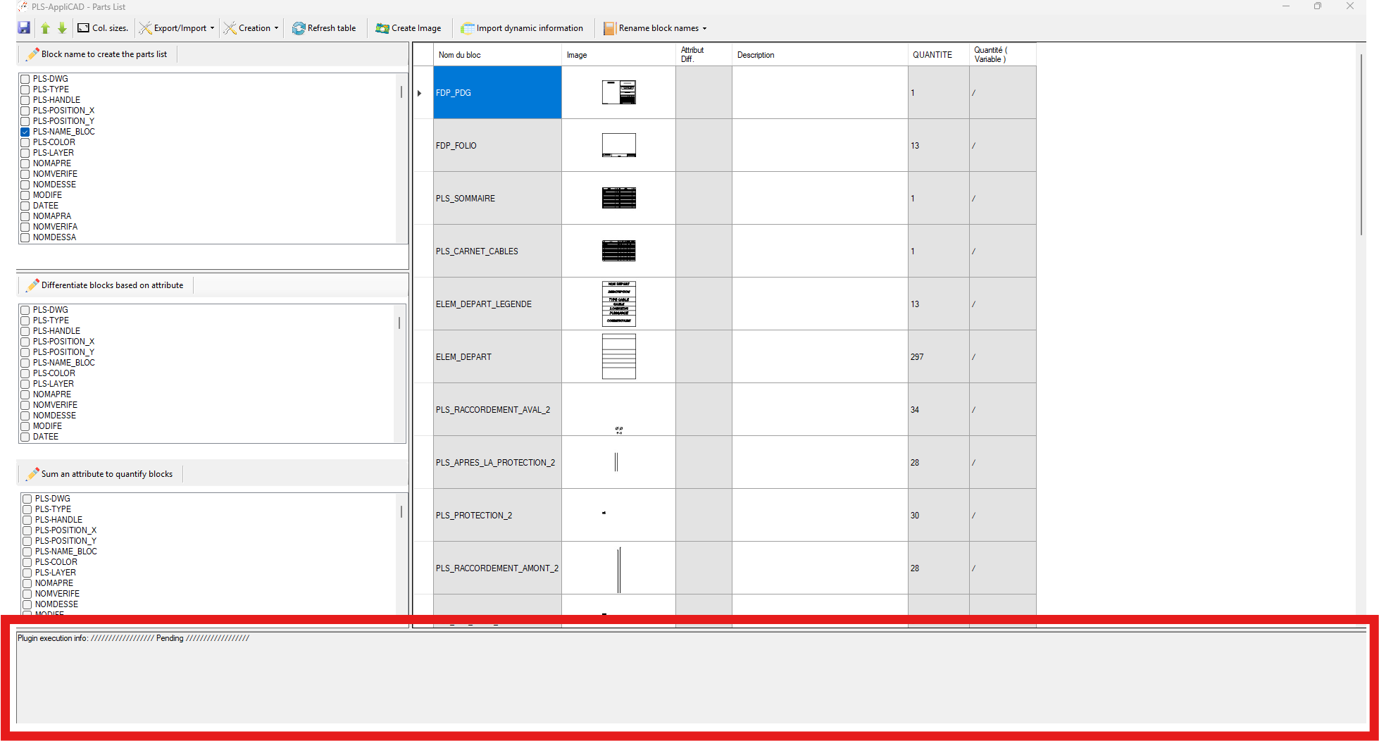 Zone d'informations en bas de la fenêtre avec le journal d'activité