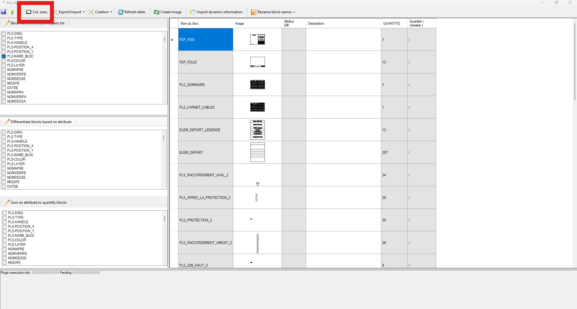 Ajustement automatique de la largeur des colonnes du tableau de nomenclature