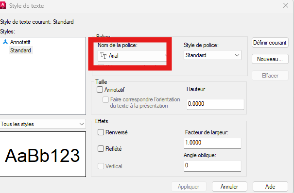 Remplacement automatique des polices de texte par Arial